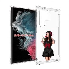 Чехол MyPads девушка-в-черном-платье-с-розой женский для Samsung Galaxy S23 Ultra