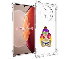 Чехол MyPads девушка в татуировках с короной для Vivo X90 Pro Plus