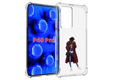 Чехол MyPads девушка-в-клетчатом-пальто для Huawei P40 Pro противоударный