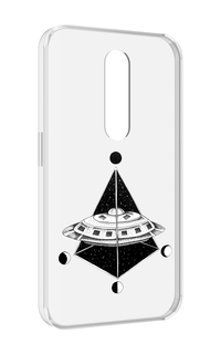 Чехол MyPads черно белая летающая тарелка для Motorola Moto X Force (XT1585 / XT1581)