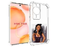 Чехол MyPads нарисованная-девушка-в-фиолетовом-платье женский для Huawei P60