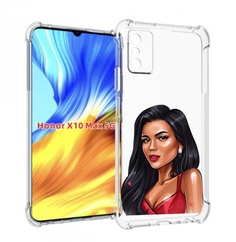 Чехол MyPads Брюнетка-в-красном-платье для Honor X10 Max