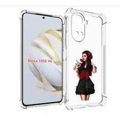 Чехол MyPads девушка-в-черном-платье-с-розой женский для Huawei Nova 10 SE