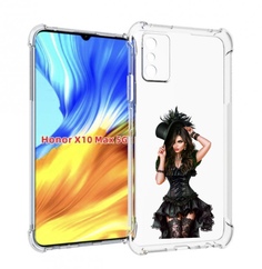 Чехол MyPads стройная-девушка-в-черном-платье для Honor X10 Max