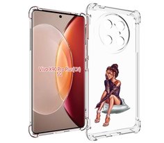 Чехол MyPads Девушка-на-подушке женский для Vivo X90 Pro Plus