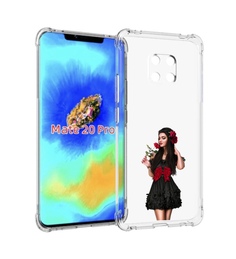 Чехол MyPads девушка-в-черном-платье-с-розой женский для Huawei Mate 20 Pro.