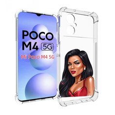Чехол MyPads Брюнетка-в-красном-платье для Xiaomi Poco M4 5G