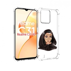 Чехол MyPads девушка-в-золотой-маске для OPPO Realme C31