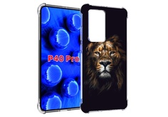 Чехол MyPads Лев-в-тени мужской для Huawei P40 Pro противоударный
