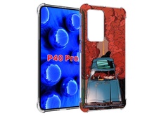 Чехол MyPads машина мчится с дымком для Huawei P40 Pro противоударный