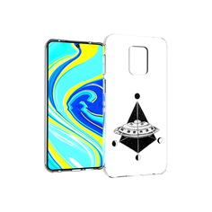 Чехол MyPads Tocco для Xiaomi Redmi Note 9 Pro черно белая летающая тарелка