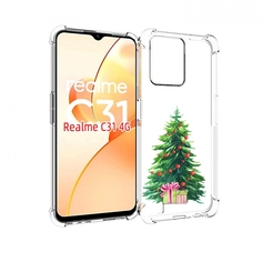 Чехол MyPads Елка новогодняя с подарками акварель для OPPO Realme C31