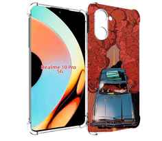Чехол бампер MyPads машина мчится с дымком для Realme 10 Pro про...