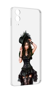 Чехол MyPads стройная-девушка-в-черном-платье для Samsung Galaxy Z Flip 4 (SM-F721)