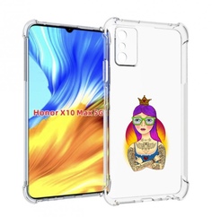 Чехол MyPads девушка в татуировках с короной для Honor X10 Max