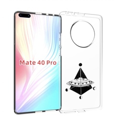 Чехол MyPads черно белая летающая тарелка для Huawei Mate 40 Pro (NOH-NX9)