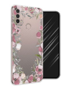 Чехол Awog на Lenovo K14 Plus/Motorola Moto E20/E30/E40 "Розовая цветочная рамка"