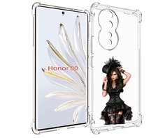 Чехол MyPads стройная-девушка-в-черном-платье для Honor 80