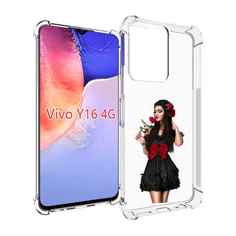 Чехол MyPads девушка-в-черном-платье-с-розой женский для Vivo Y16 4G/ Vivo Y02S