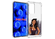 Чехол MyPads нарисованная-девушка-в-фиолетовом-платье женский для Huawei P40 Pro против