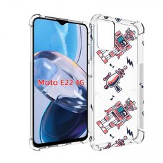 Чехол MyPads мини-роботы для Motorola Moto E22 4G / E22i 4G