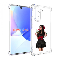 Чехол MyPads девушка-в-черном-платье-с-розой женский для Huawei Nova 10