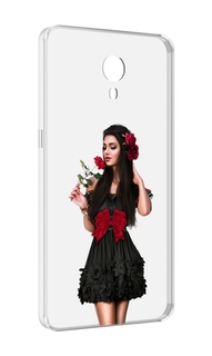 Чехол MyPads девушка-в-черном-платье-с-розой женский для Meizu M3 Note