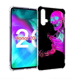 Чехол бампер MyPads скелет-робот-фиолетовый для Honor 20
