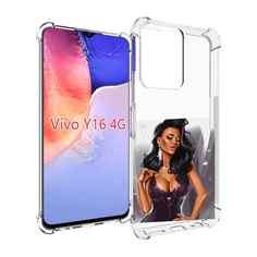Чехол MyPads нарисованная-девушка-в-фиолетовом-платье женский для Vivo Y16 4G/ Vivo Y02S