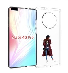 Чехол MyPads девушка-в-клетчатом-пальто для Huawei Mate 40 Pro (NOH-NX9)
