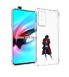 Чехол MyPads девушка-в-клетчатом-пальто для Honor X10