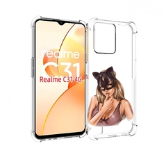 Чехол MyPads девушка-в-купальнике-с-маской-кошки женский для OPPO Realme C31