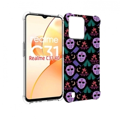 Чехол MyPads фиолетовые маски для OPPO Realme C31