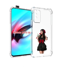 Чехол MyPads девушка-в-черном-платье-с-розой женский для Honor X10