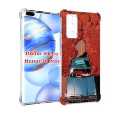 Чехол бампер MyPads машина мчится с дымком для Honor 30 P