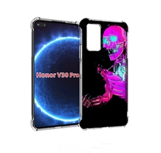 Чехол бампер MyPads скелет-робот-фиолетовый для Honor V30