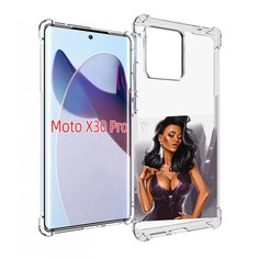 Чехол MyPads нарисованная-девушка-в-фиолетовом-платье женский для Motorola Moto X30 Pro