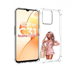 Чехол MyPads Девушка-в-мини-платье женский для OPPO Realme C31