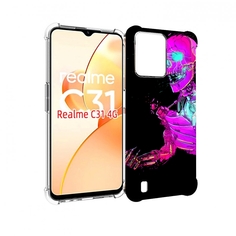 Чехол MyPads скелет-робот-фиолетовый для OPPO Realme C31
