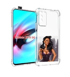 Чехол MyPads нарисованная-девушка-в-фиолетовом-платье женский для Honor X10