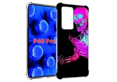 Чехол MyPads скелет-робот-фиолетовый для Huawei P40 Pro противоударный