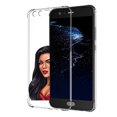 Чехол бампер MyPads Брюнетка-в-красном-платье для Huawei P10 Plu
