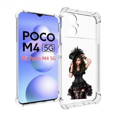Чехол MyPads стройная-девушка-в-черном-платье для Xiaomi Poco M4 5G