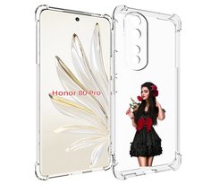 Чехол MyPads девушка-в-черном-платье-с-розой женский для Honor 80 Pro