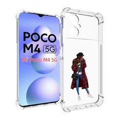 Чехол MyPads девушка-в-клетчатом-пальто для Xiaomi Poco M4 5G
