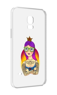 Чехол MyPads девушка в татуировках с короной для Samsung Galaxy S5 mini