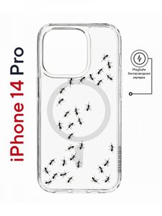 Чехол на iPhone 14 Pro MagSafe с принтом Kruche Print Муравьи противоударный с магнитом КruЧЕ