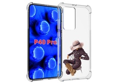 Чехол MyPads загадочная-девушка-в-костюме женский для Huawei P40 Pro противоударный