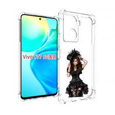 Чехол MyPads стройная-девушка-в-черном-платье для Vivo Y77 5G