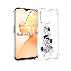 Чехол MyPads человек с разными масками для OPPO Realme C31